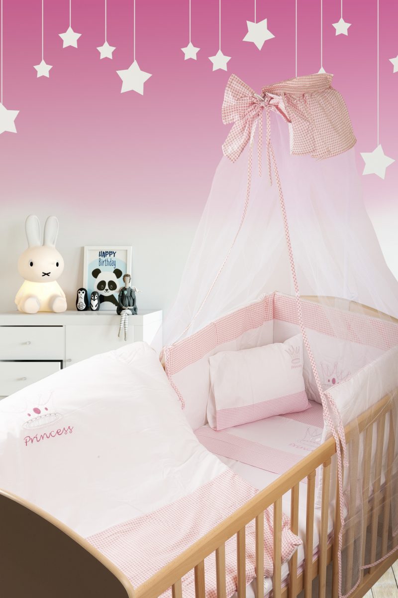 DIMcol ΚΟΥΝΟΥΠΙΕΡΑ bebe PRINCESS 33 160X490 ΛΕΥΚΟ/ΡΟΖ Cotton 100%