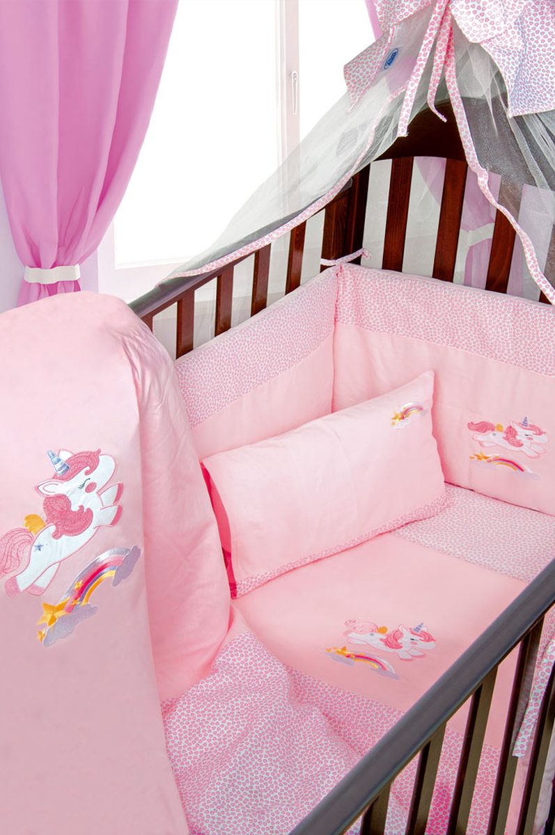 DIMcol ΚΟΥΝΟΥΠΙΕΡΑ bebe UNICORN 41 160X490 ΡΟΖ Cotton 100%