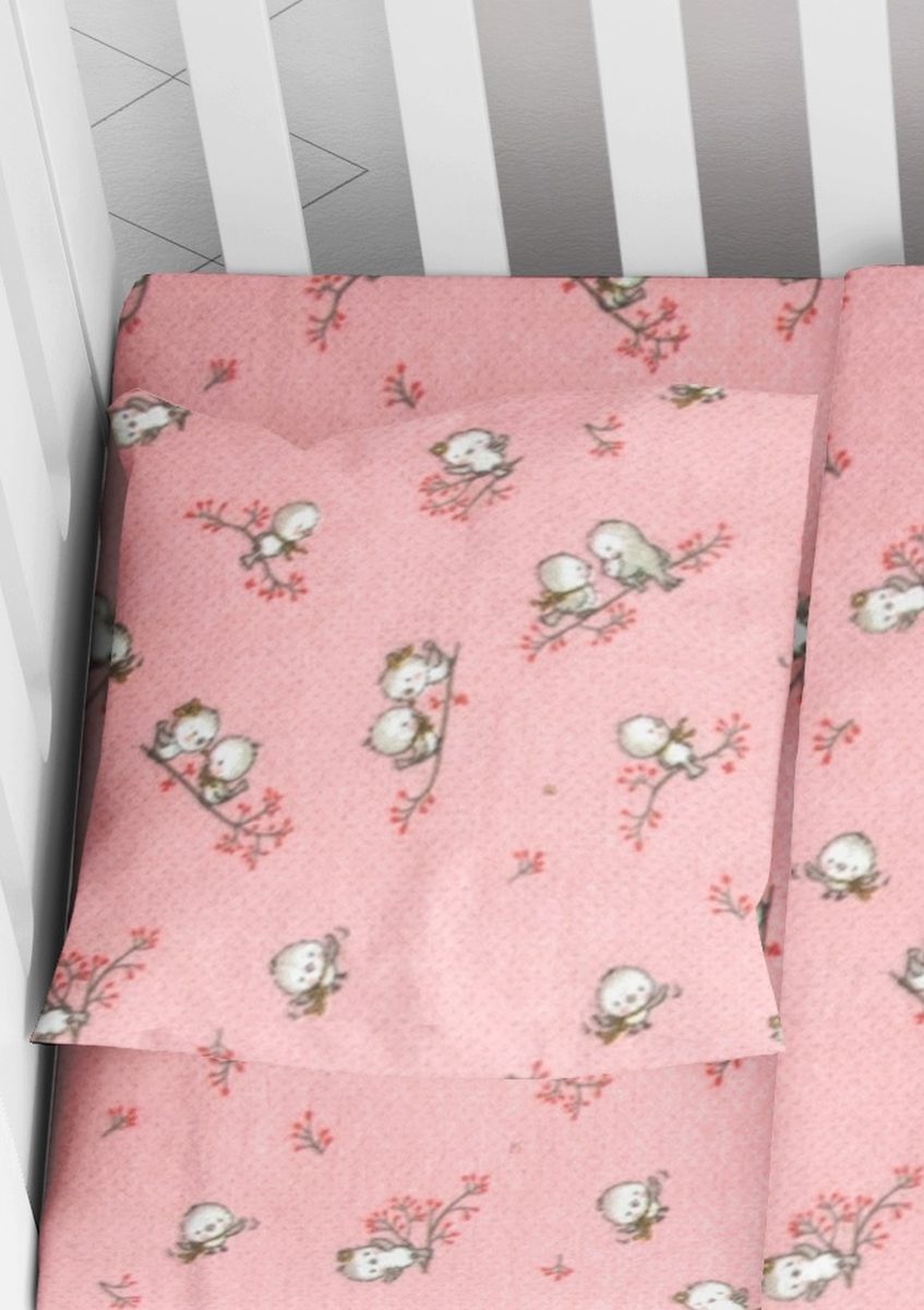 DIMcol ΜΑΞΙΛΑΡΟΘΗΚΗ ΕΜΠΡΙΜΕ bebe Birds 15 35X45 Pink Flannel cotton 100%