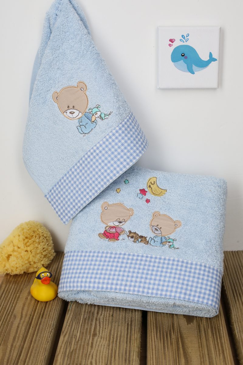 DIMcol ΠΕΤΣΕΤΑ ΣΕΤ 2 τεμ bebe HAPPY BEARS 19 30X50,70X140 ΣΙΕΛ Cotton 100%