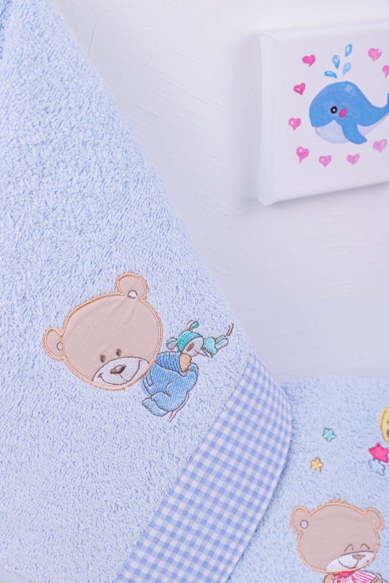 ΠΕΤΣΕΤΑ ΣΕΤ 2 τεμ bebe HAPPY BEARS 19 30X50,70X140 ΣΙΕΛ Cotton 100% φωτογραφία