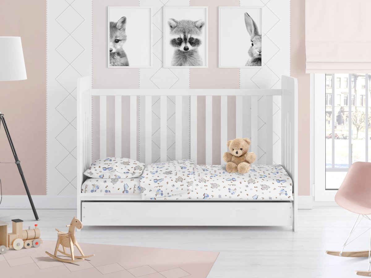 ΚΑΤΩΣΕΝΤΟΝΟ ΜΕ ΛΑΣΤΙΧΟ bebe Elephant 174 0,70X1,40X0,15 Blue Cotton 100% φωτογραφία