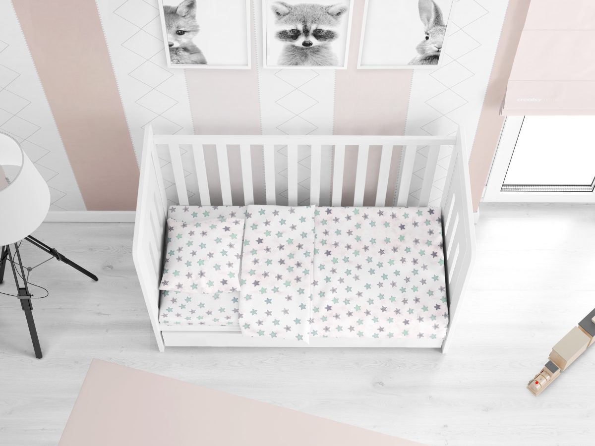 DIMcol ΚΑΤΩΣΕΝΤΟΝΟ ΜΕ ΛΑΣΤΙΧΟ bebe Star 101 0,70X1,40X0,15 Green Cotton 100%