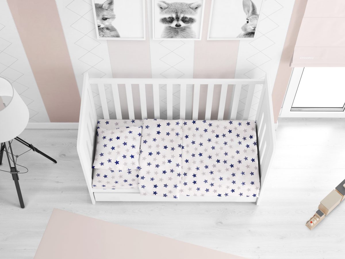 DIMcol ΚΑΤΩΣΕΝΤΟΝΟ ΜΕ ΛΑΣΤΙΧΟ bebe Star 102 0,70X1,40X0,15 Blue Cotton 100%