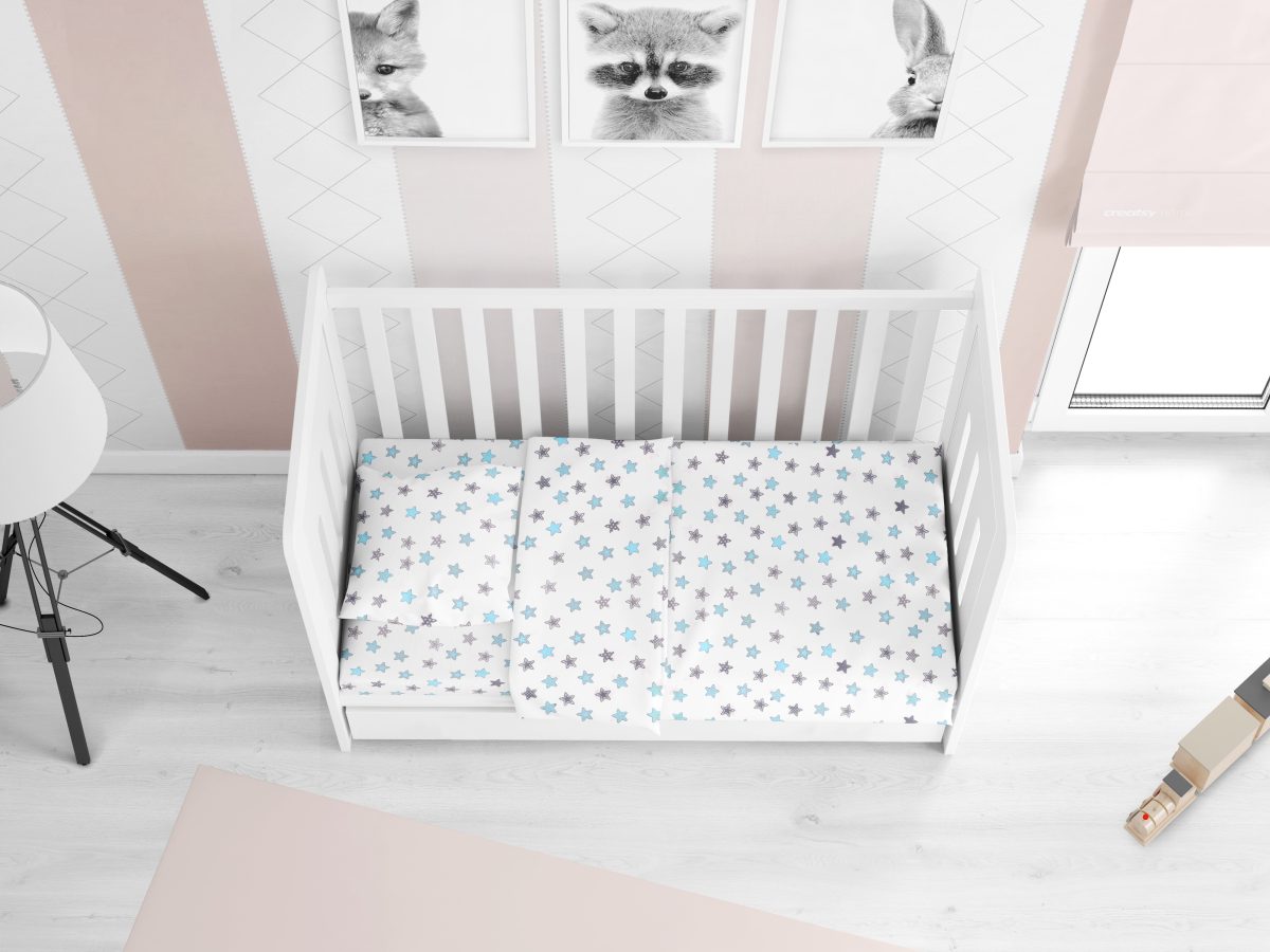 DIMcol ΚΑΤΩΣΕΝΤΟΝΟ ΜΕ ΛΑΣΤΙΧΟ bebe Star 104 0,70X1,40X0,15 Sky blue Cotton 100%