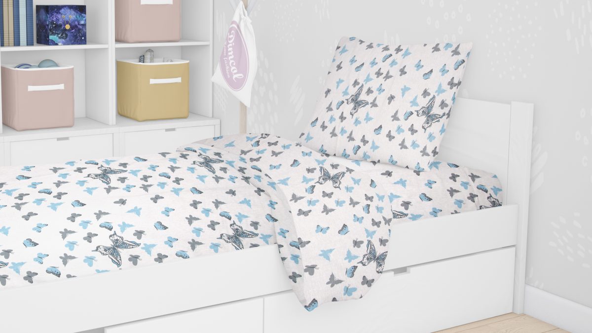 ΠΑΠΛΩΜΑΤΟΘΗΚΗ ΕΜΠΡΙΜΕ kids Butterfly 56 160Χ240 Sky blue Cotton 100% φωτογραφία