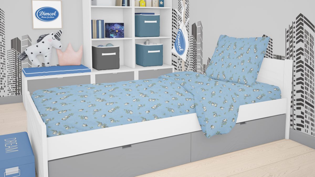 ΠΑΠΛΩΜΑΤΟΘΗΚΗ ΕΜΠΡΙΜΕ kids Birds 14 160Χ240 Sky blue Flannel cotton 100% φωτογραφία