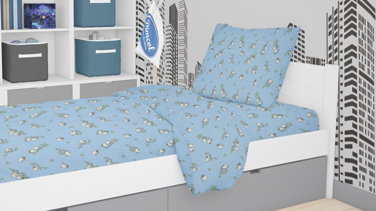 ΠΑΠΛΩΜΑΤΟΘΗΚΗ ΕΜΠΡΙΜΕ kids Birds 14 160Χ240 Sky blue Flannel cotton 100% φωτογραφία