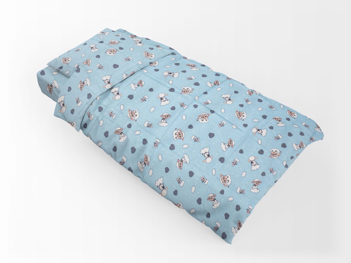 DIMcol ΠΑΠΛΩΜΑΤΟΘΗΚΗ ΕΜΠΡΙΜΕ kids Προβατάκι 06 160Χ240 Sky blue Flannel cotton 100%