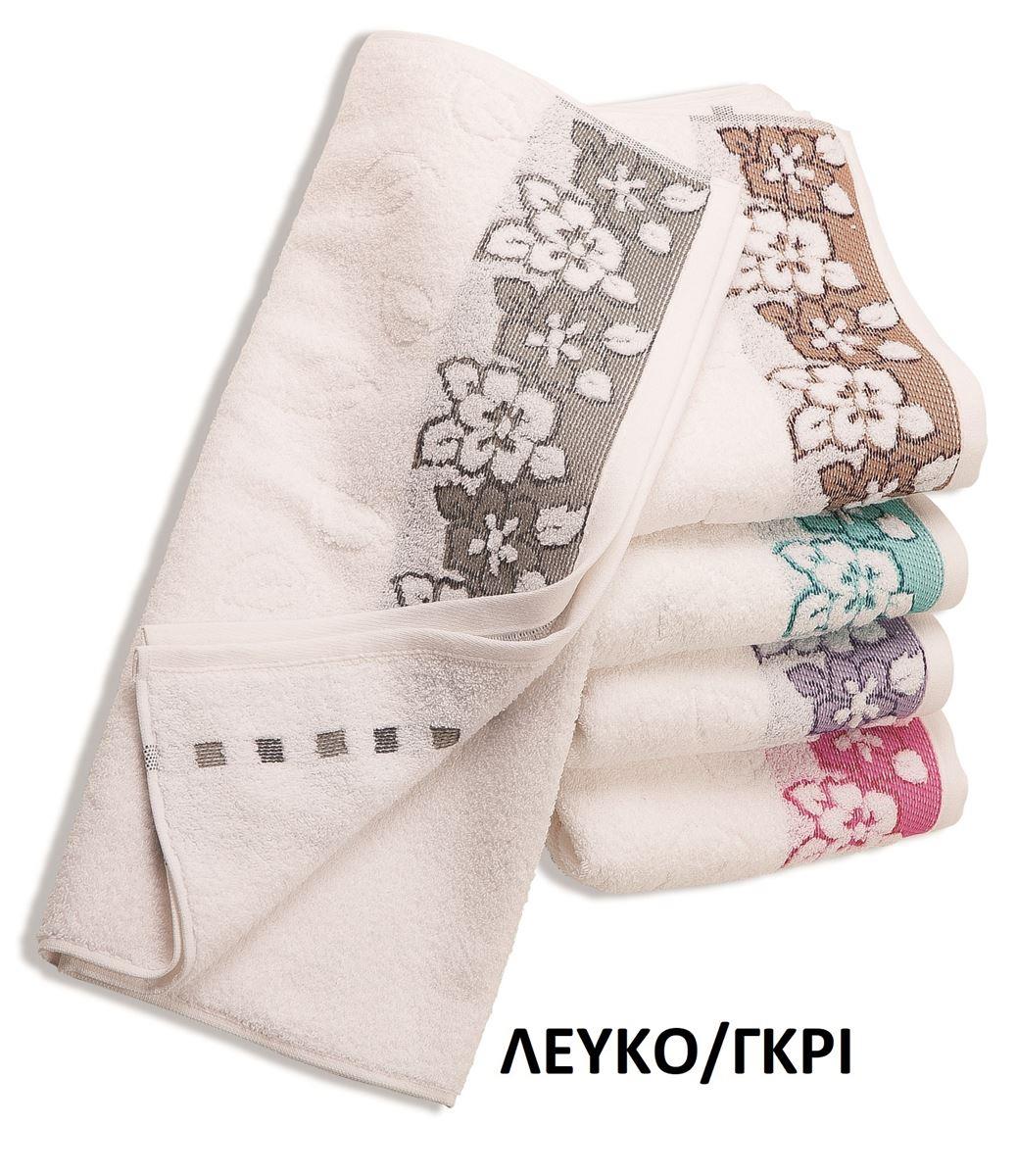 DIMcol ΠΕΤΣΕΤΑ ΖΑΚΑΡ ZERO TWIST ΕΡΑΤΩ 70X140 ΛΕΥΚΟ/ΓΚΡΙ Cotton 100%