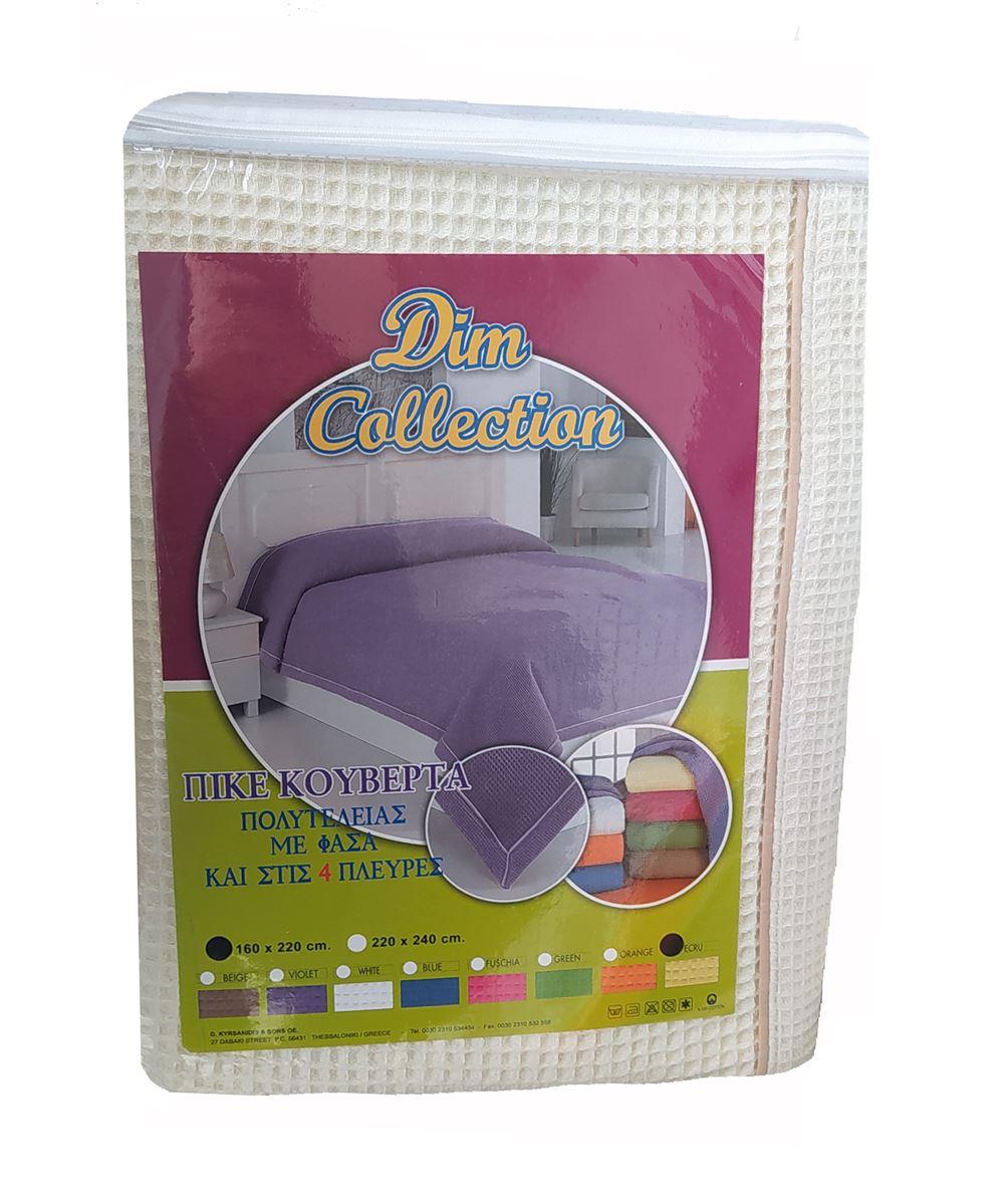 DIMcol ΚΟΥΒΕΡΤΑ ΠΙΚΕ 160X220 με φάσα περιμετρικά Ecru Cotton 100%