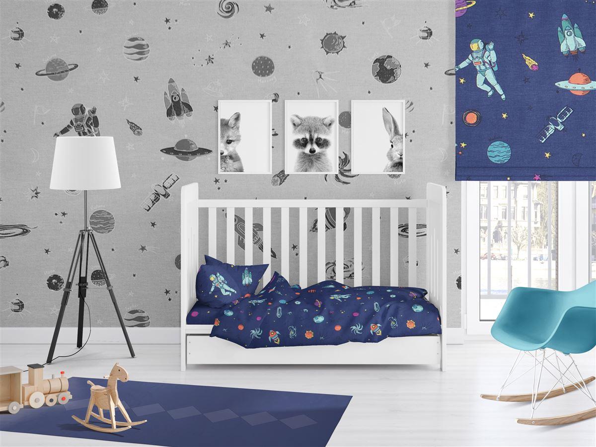 DIMcol ΚΑΤΩΣΕΝΤΟΝΟ ΜΕ ΛΑΣΤΙΧΟ bebe Space 189 0,70X1,40X0,15 Blue Cotton 100%