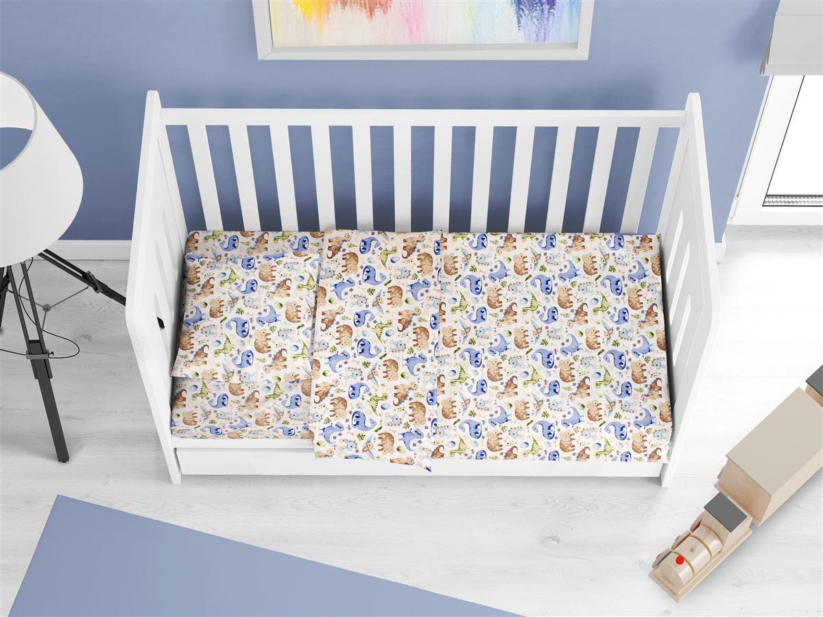 DIMcol ΚΑΤΩΣΕΝΤΟΝΟ ΜΕ ΛΑΣΤΙΧΟ bebe Dinosaur 517 0,70X1,40X0,15 Sky Blue 100% Cotton