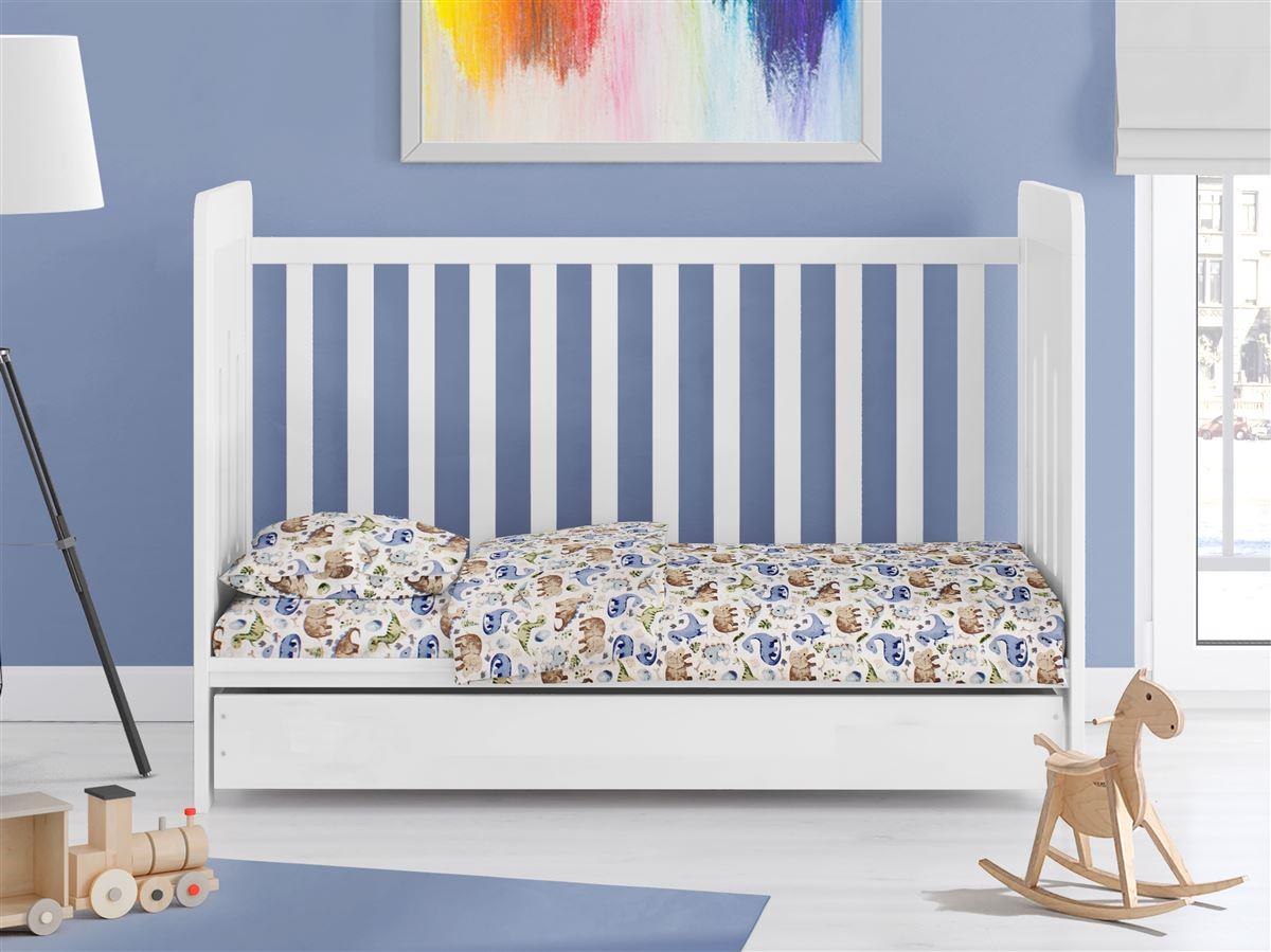 ΚΑΤΩΣΕΝΤΟΝΟ ΜΕ ΛΑΣΤΙΧΟ bebe Dinosaur 517 0,70X1,40X0,15 Sky Blue 100% Cotton φωτογραφία