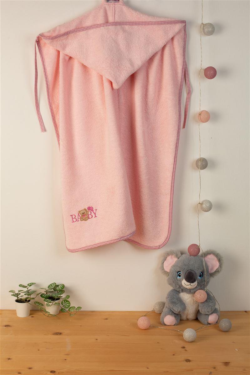 DIMcol ΚΑΠΑ Με Κέντημα bebe Baby Bear 162 75X85 Ροζ 100% Cotton