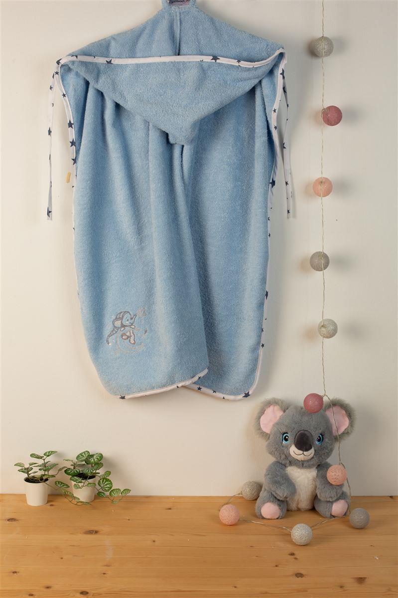 DIMcol ΚΑΠΑ Με Κέντημα bebe Dreaming Elephant 166 75X85 Σιελ 100% Cotton