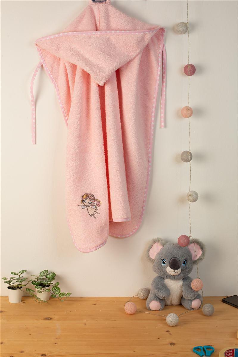 DIMcol ΚΑΠΑ Με Κέντημα bebe Little Angel 141 75X85 Ροζ 100% Cotton