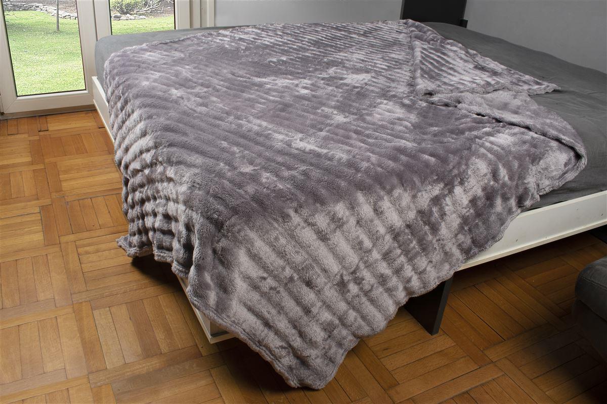 ΚΟΥΒΕΡΤΑ Coral Fleece Ριγέ 220X240 300gsm 16 Grey 100% Polyester φωτογραφία