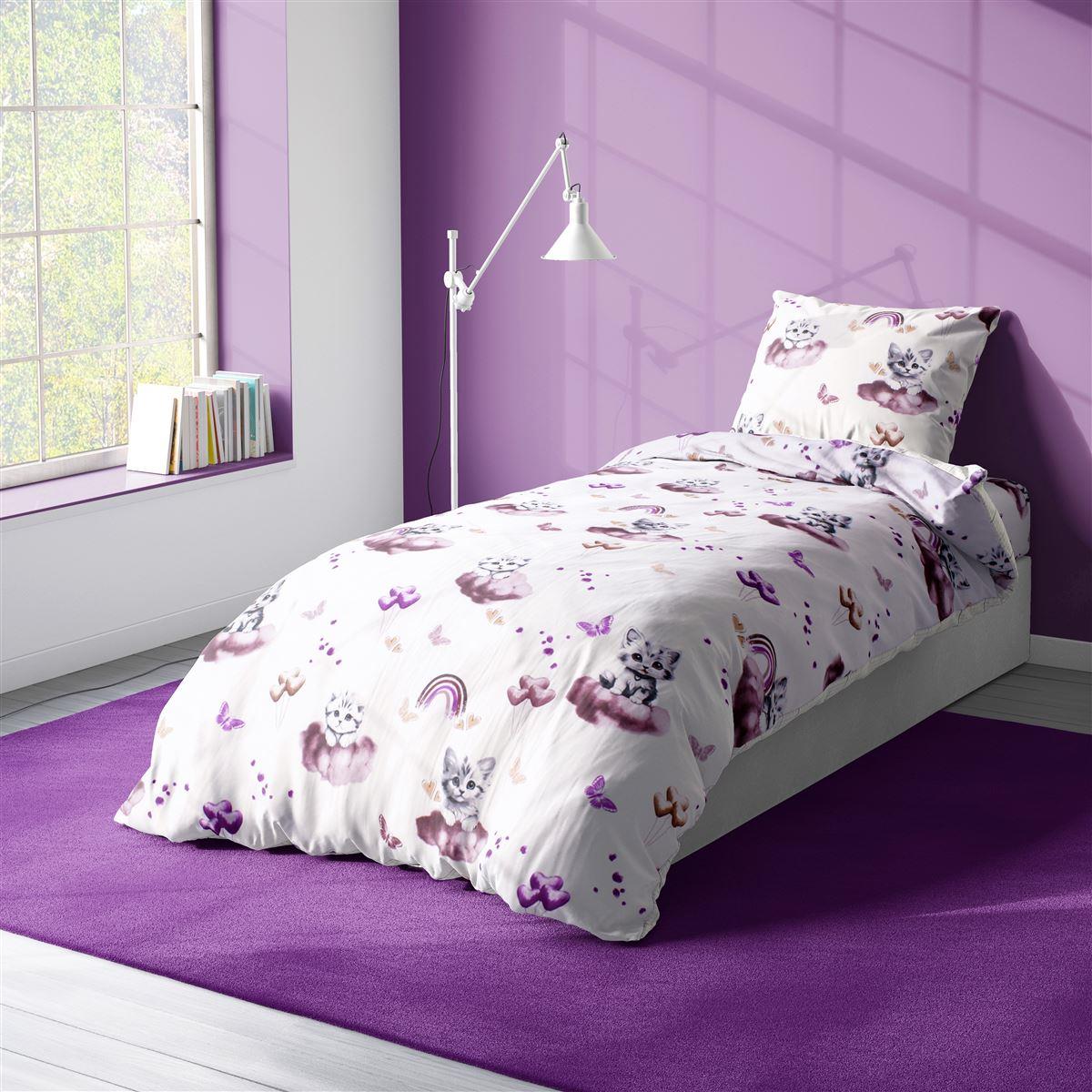 DIMcol Πάπλωμα Εμπριμέ kids Kitten 561 160X240 Mauve 100% Cotton