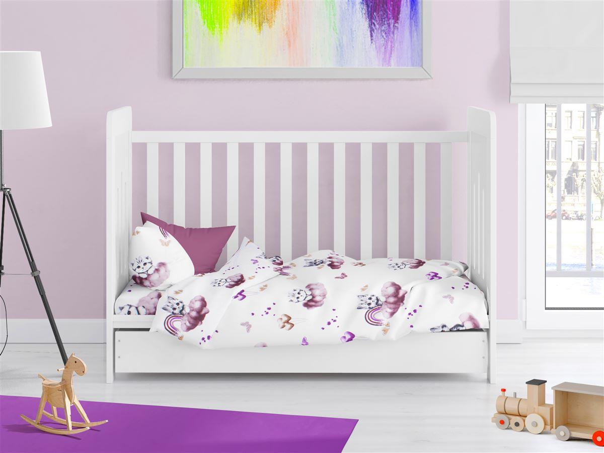 DIMcol Παπλωματοθήκη Εμπριμέ bebe Kitten 561 120X160 Mauve 100% Cotton