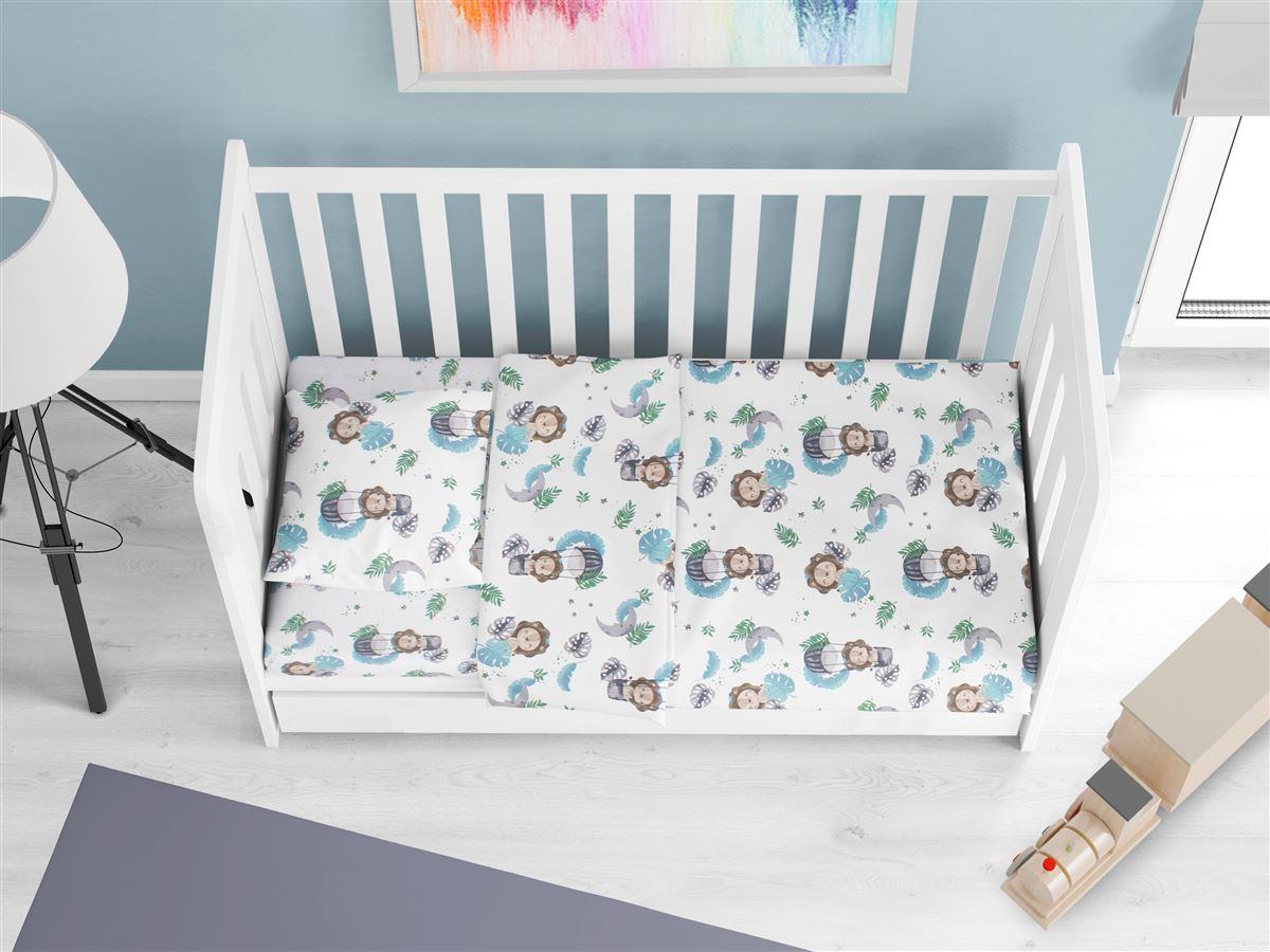 DIMcol Κατωσέντονο Με Λάστιχο bebe Lion 533 0,70X1,40X0,15 Sky Blue 100% Cotton