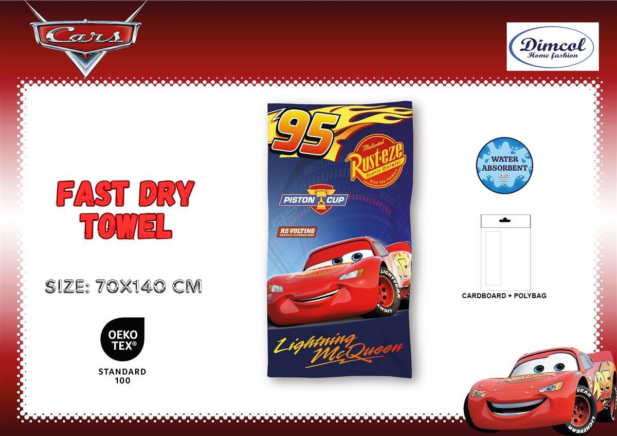 Πετσέτα Θαλάσσης Quick Dry Disney Home Cars 38 70X140 Blue 100% Microfiber φωτογραφία