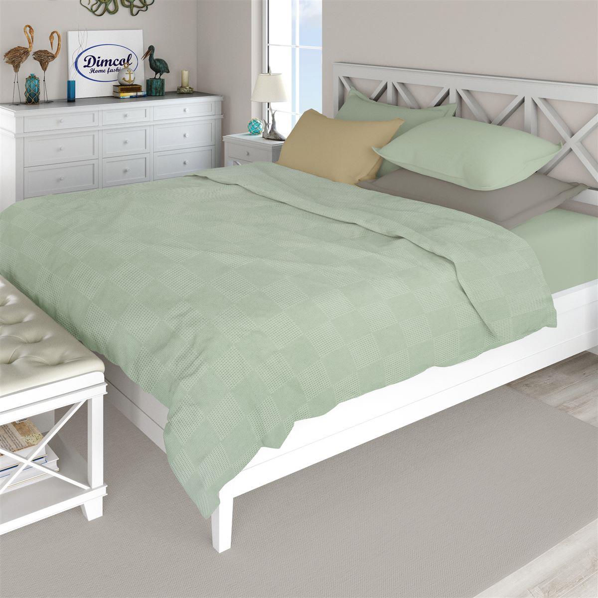 DIMcol Κουβέρτα Πικέ Μονόχρωμη 220X250 Φυστικί 100% Cotton