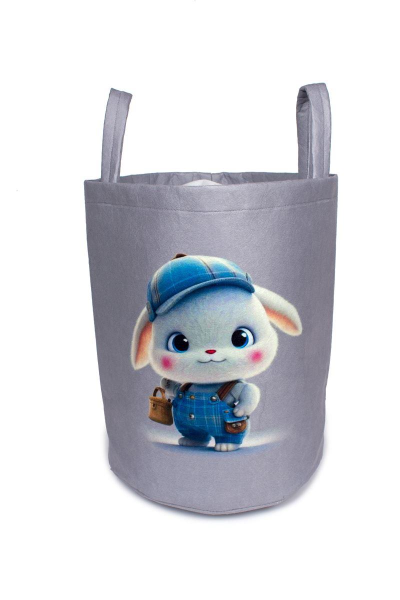 DIMcol Παιδικό Καλάθι Αποθήκευσης Cap Bunny 38 50X30X45 cm Γκρι Υφασμάτινο