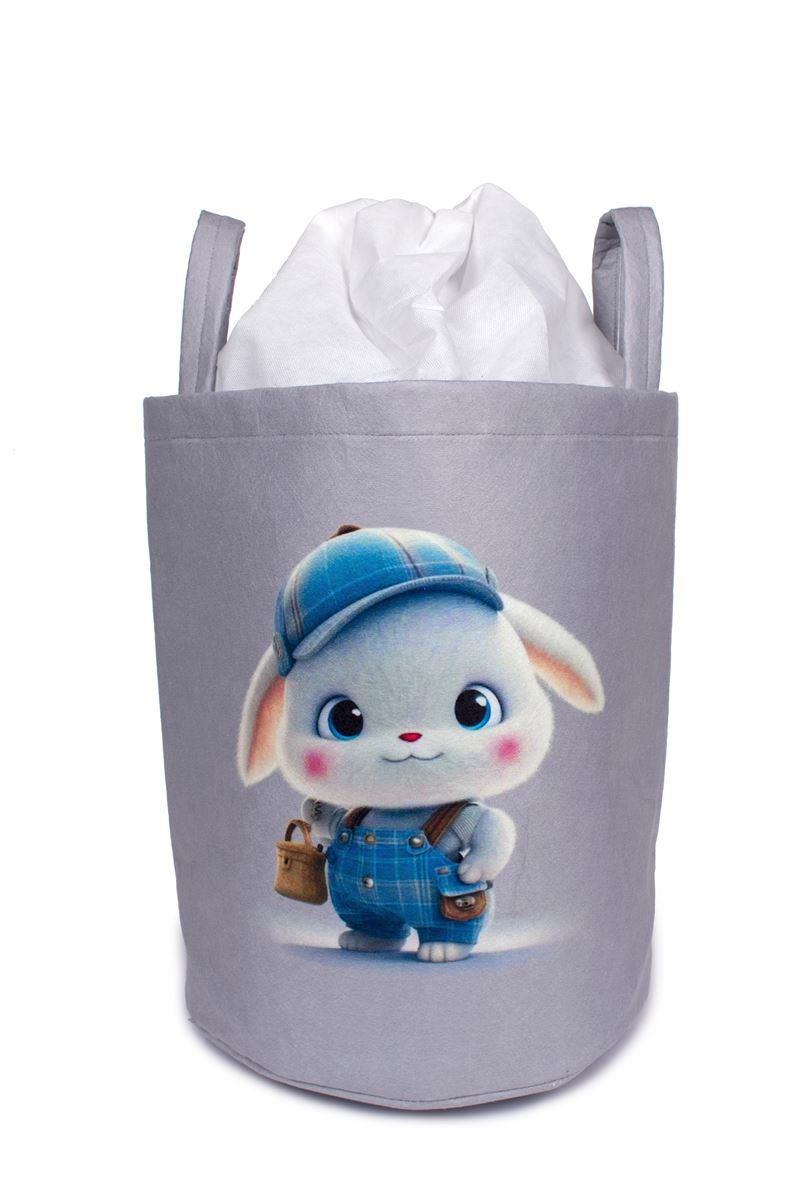 Παιδικό Καλάθι Αποθήκευσης Cap Bunny 38 50X30X45 cm Γκρι Υφασμάτινο φωτογραφία