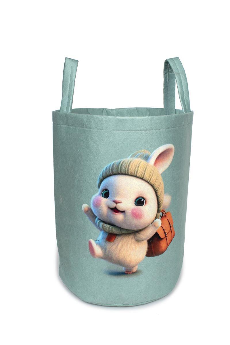 DIMcol Παιδικό Καλάθι Αποθήκευσης Happy Bunny 42 50X30X45 cm Βεραμάν Υφασμάτινο