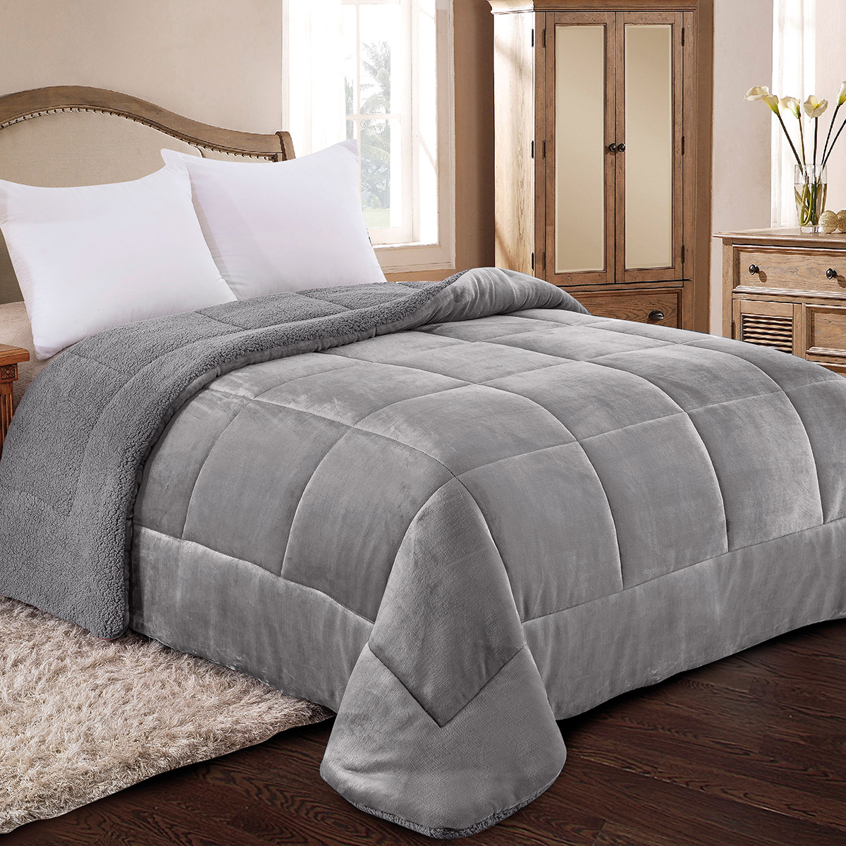 Adamhome ΚΟΥΒΕΡΤΟΠΑΠΛΩΜΑ ΥΠΕΡΔΙΠΛΟ 220X240 ADAM HOME (805) GREY