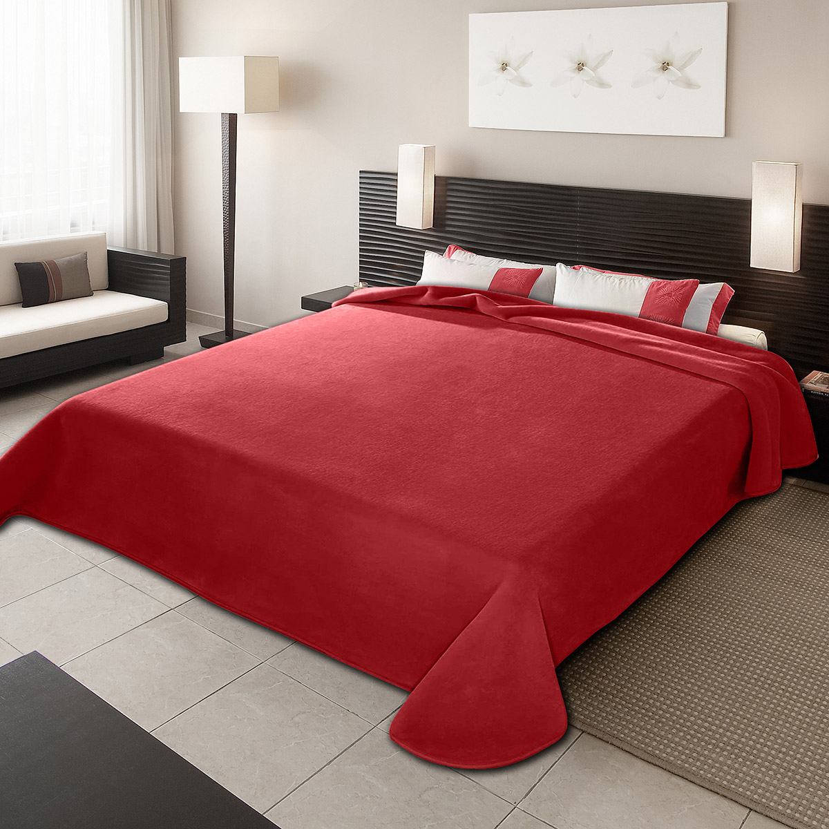 Belpla ΚΟΥΒΕΡΤΑ ΙΣΠΑΝΙΑΣ ΜΟΝΗ 160X220 BELPLA STER PLAIN RED(34)