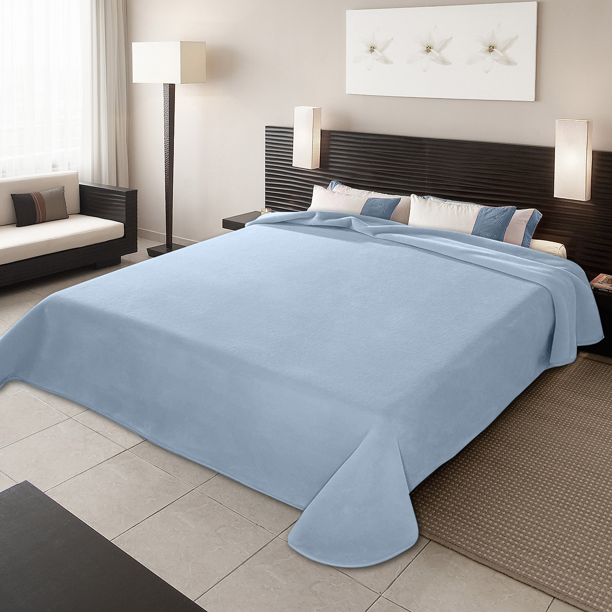 Belpla ΚΟΥΒΕΡΤΑ ΙΣΠΑΝΙΑΣ ΜΟΝΗ 160X220 BELPLA STER PLAIN LIGHT BLUE(3)